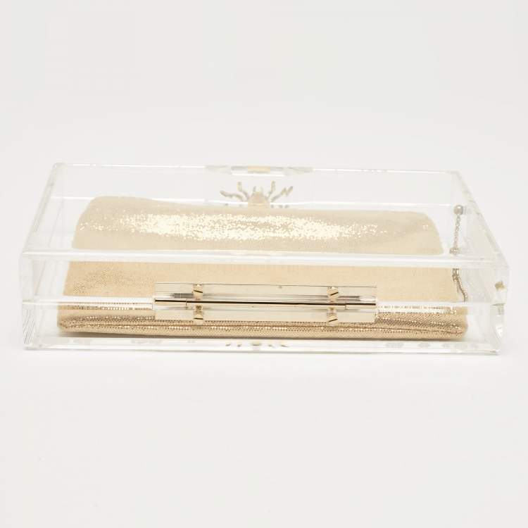 Pre Owned Charlotte Olympia Clear Perspex Pandora Spider Clutch