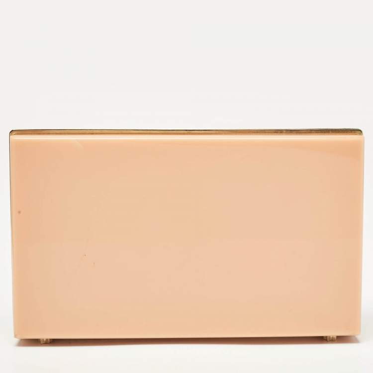 Pre Owned Charlotte Olympia Peach Perspex Cancer Zodiac Pandora Box Clutch 