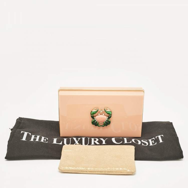 Pre Owned Charlotte Olympia Peach Perspex Cancer Zodiac Pandora Box Clutch 