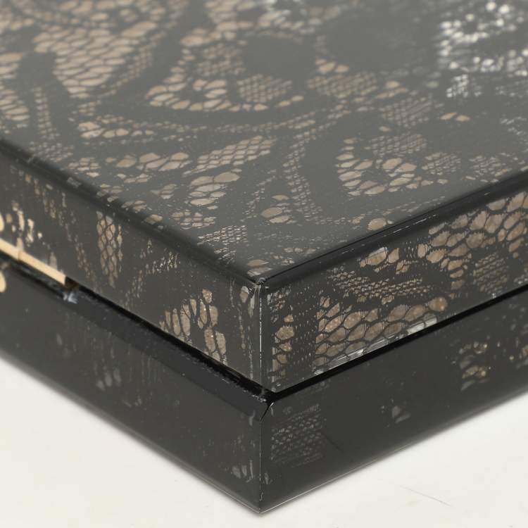 Pre Owned Charlotte Olympia Black Halloween Lace And Perspex Spider Box Clutch