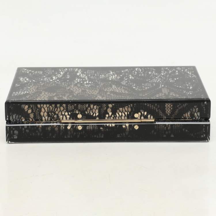 Pre Owned Charlotte Olympia Black Halloween Lace And Perspex Spider Box Clutch