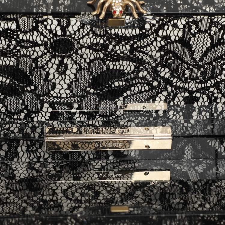 Pre Owned Charlotte Olympia Black Halloween Lace And Perspex Spider Box Clutch