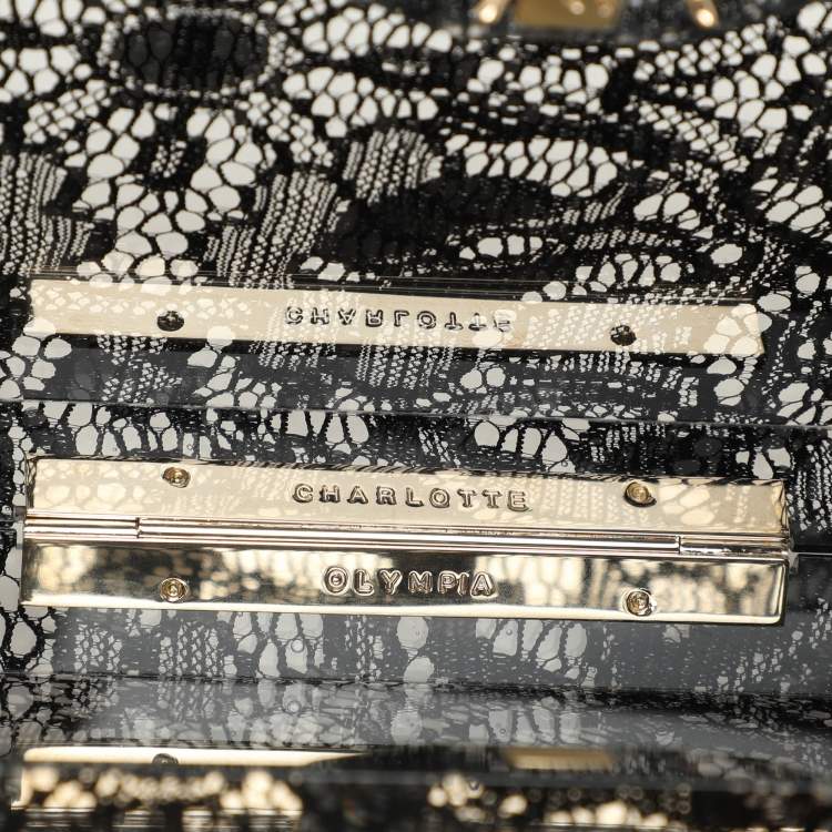 Pre Owned Charlotte Olympia Black Halloween Lace And Perspex Spider Box Clutch