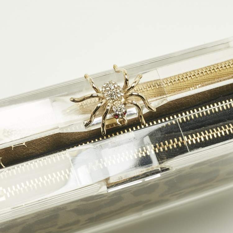 Pre Owned Charlotte Olympia Clear Perspex Spider Pandora Box Clutch