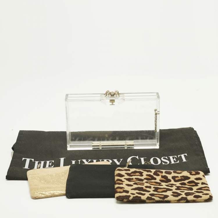 Pre Owned Charlotte Olympia Clear Perspex Spider Pandora Box Clutch