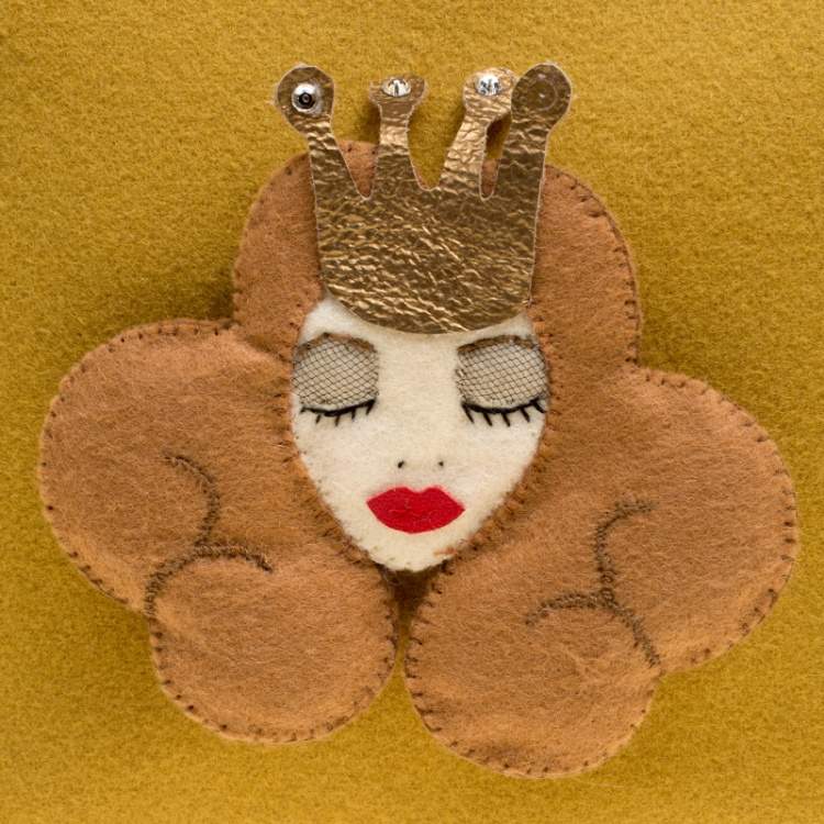 Pre Owned Charlotte Olympia Yellow Wool Sleeping Beauty Felt Pouch