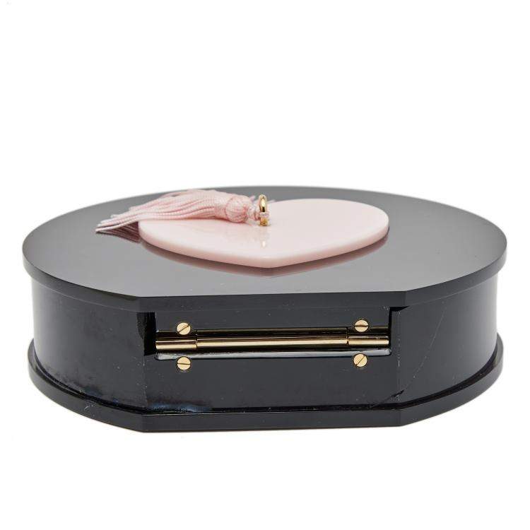 Pre Owned Charlotte Olympia Black/Pink Perspex Such a Tease Tassel Clutch