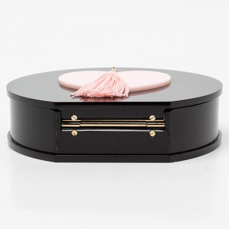 Pre Owned Charlotte Olympia Black/Pink Perspex Such a Tease Tassel Clutch