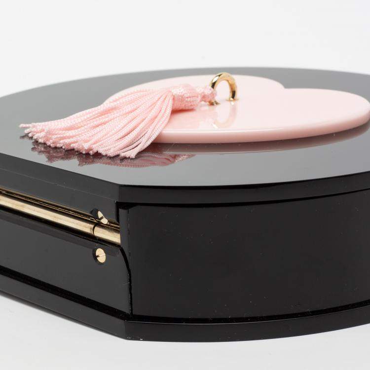 Pre Owned Charlotte Olympia Black/Pink Perspex Such a Tease Tassel Clutch