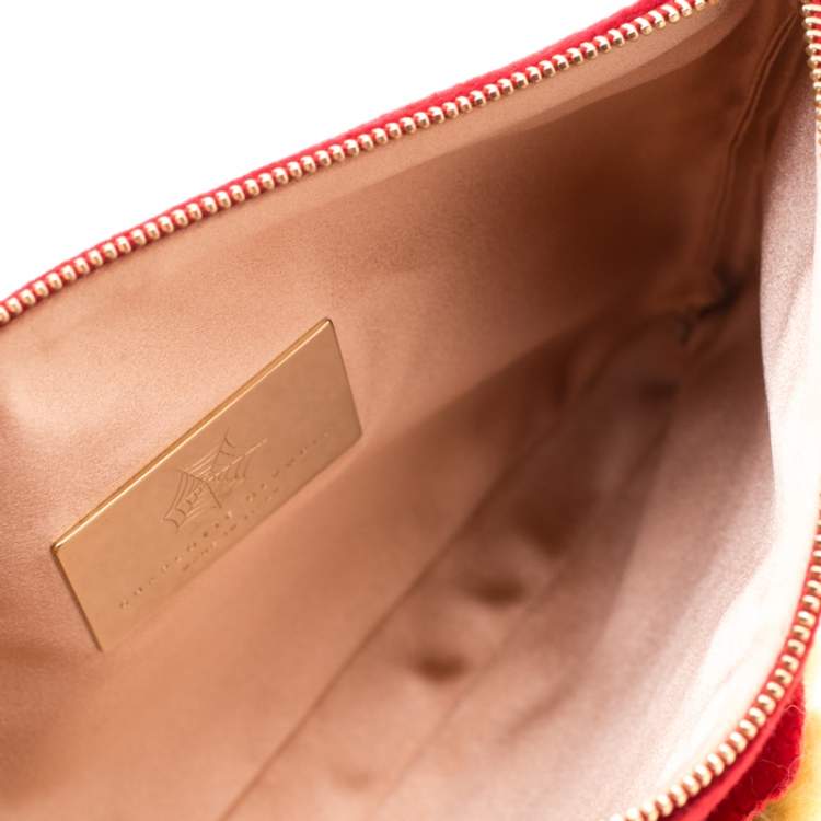 Pre Owned Charlotte Olympia Red Wool Red Riding Hood Felt Pouch