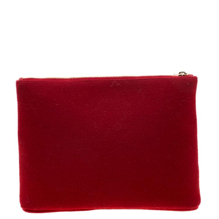 Pre Owned Charlotte Olympia Red Wool Red Riding Hood Felt Pouch