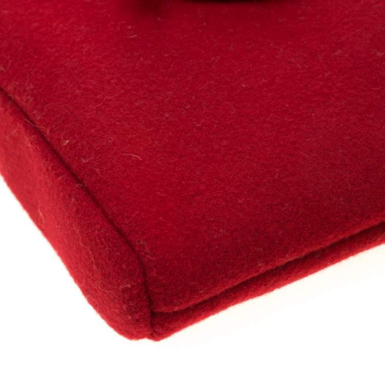 Pre Owned Charlotte Olympia Red Wool Red Riding Hood Felt Pouch