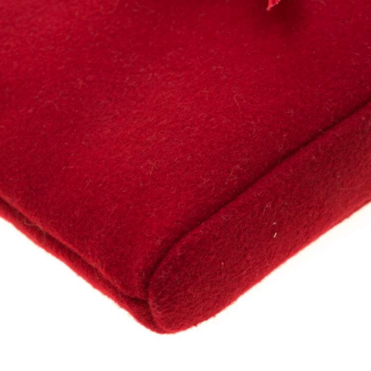 Pre Owned Charlotte Olympia Red Wool Red Riding Hood Felt Pouch