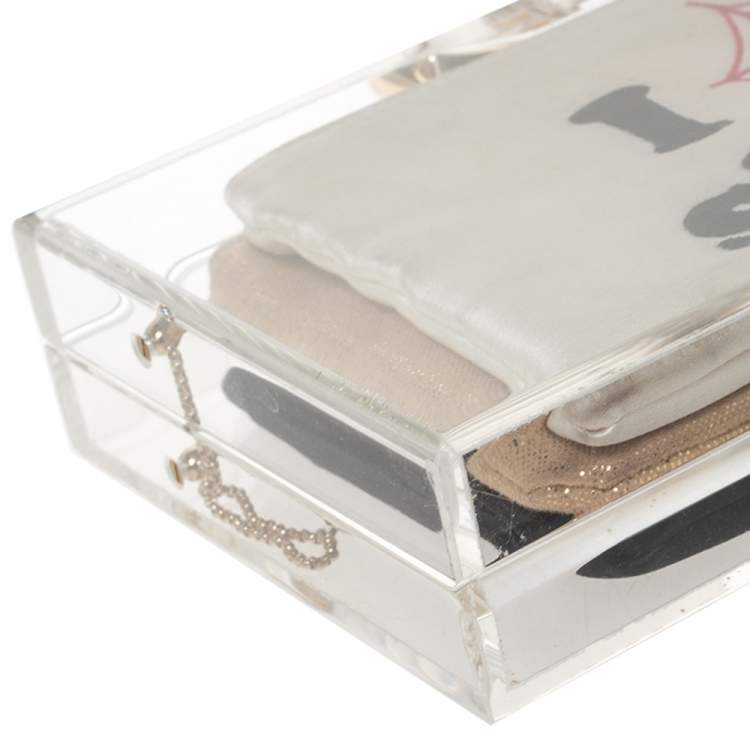 مملوكة مسبقًا Charlotte Olympia Clear Perspex Pandora Classic Box Clutch