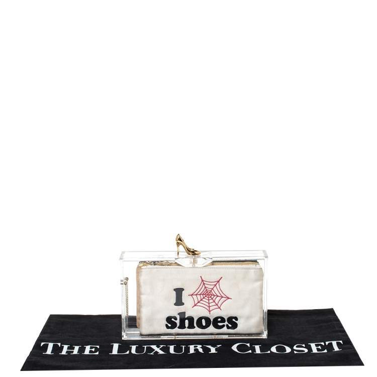 مملوكة مسبقًا Charlotte Olympia Clear Perspex Pandora Classic Box Clutch
