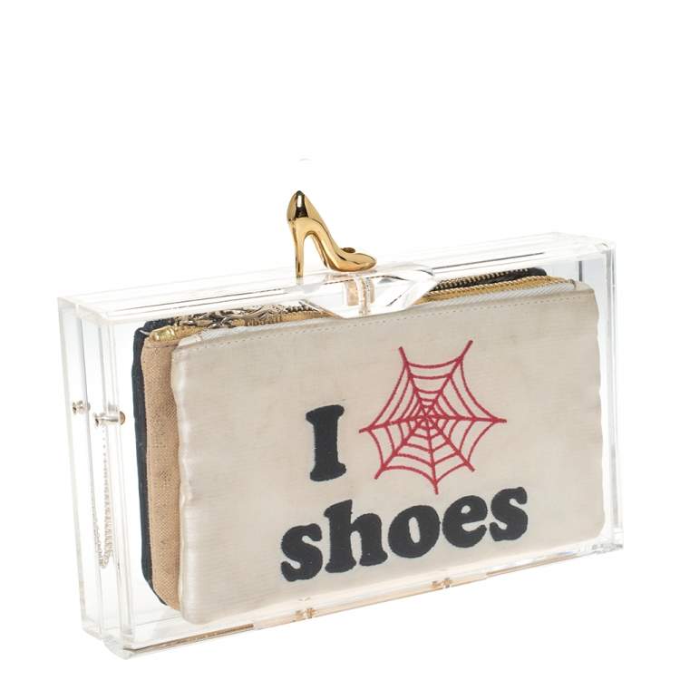 مملوكة مسبقًا Charlotte Olympia Clear Perspex Pandora Classic Box Clutch