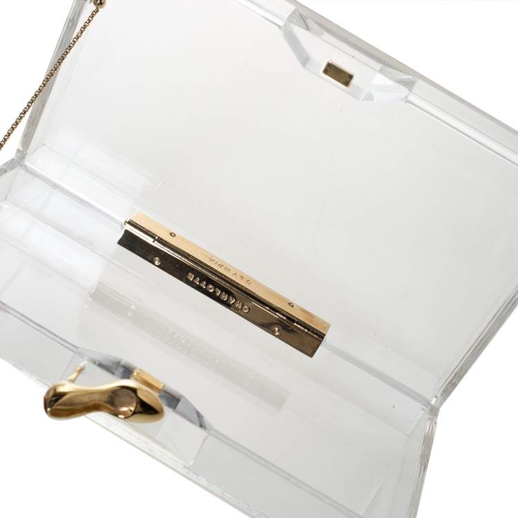 مملوكة مسبقًا Charlotte Olympia Clear Perspex Pandora Classic Box Clutch