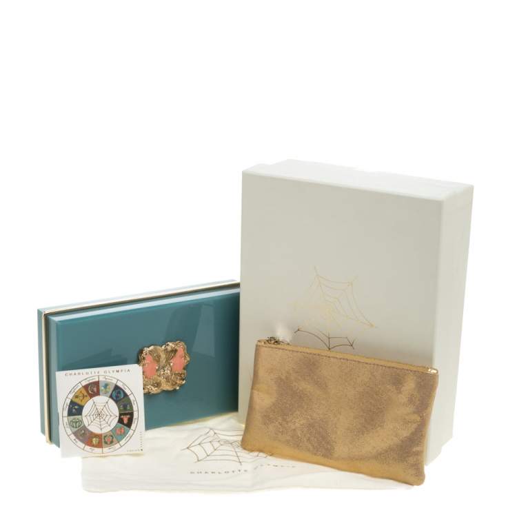 Pre Owned Charlotte Olympia Sea Green Zodiac Pandora Gemini Clutch
