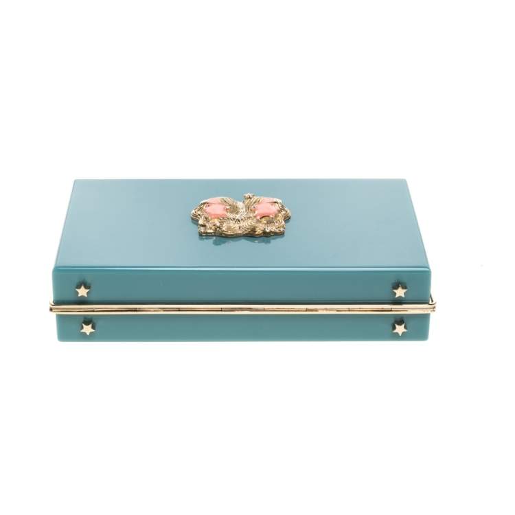 Pre Owned Charlotte Olympia Sea Green Zodiac Pandora Gemini Clutch