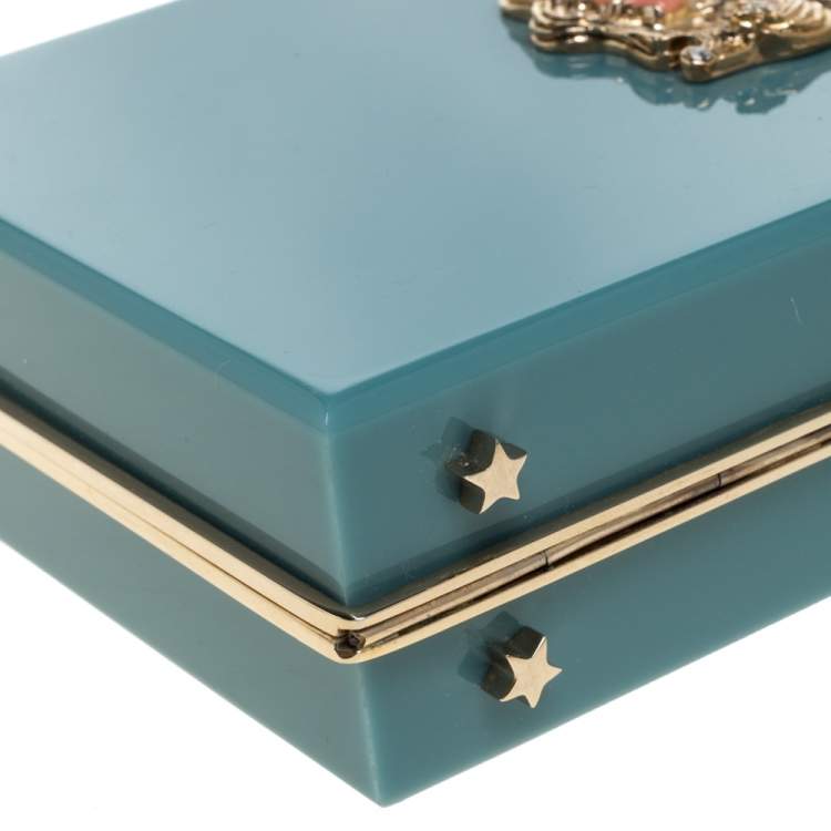 Pre Owned Charlotte Olympia Sea Green Zodiac Pandora Gemini Clutch