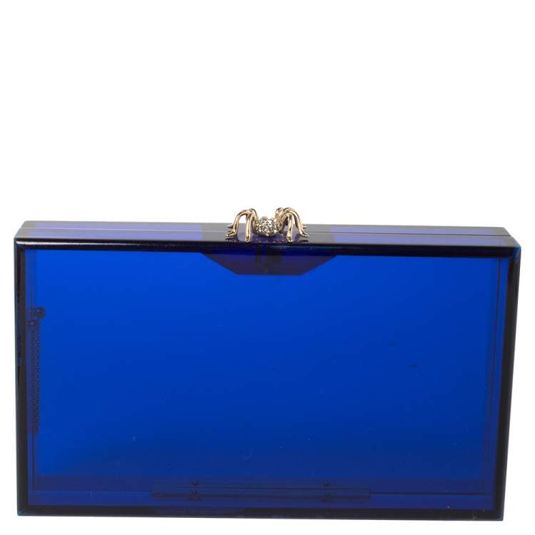 Pre Owned Charlotte Olympia Blue Perspex Pandora Classic Box Clutch