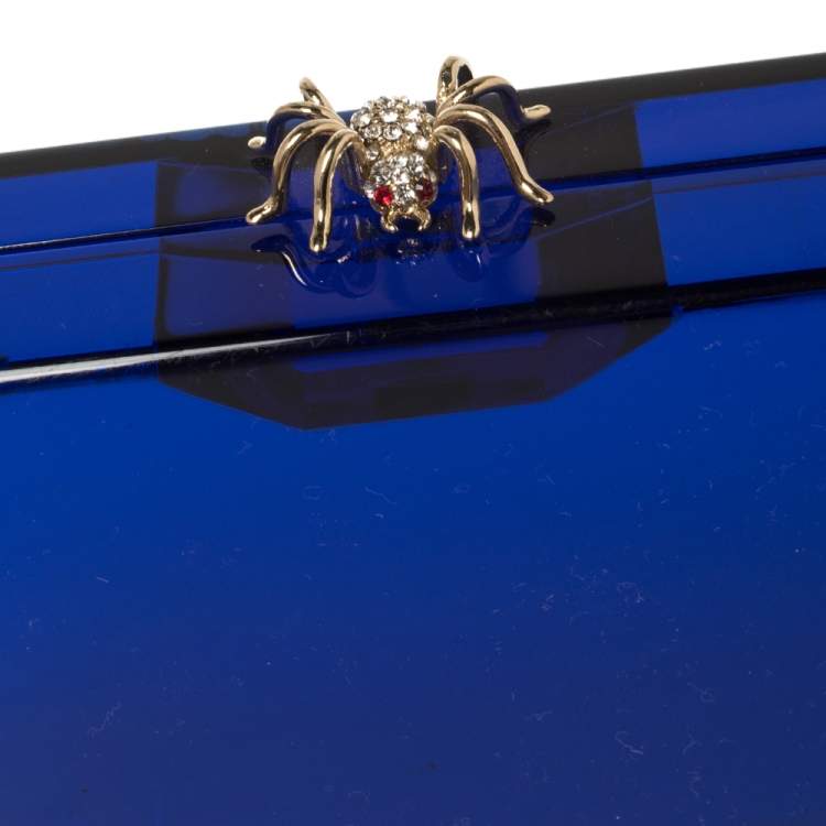 Pre Owned Charlotte Olympia Blue Perspex Pandora Classic Box Clutch