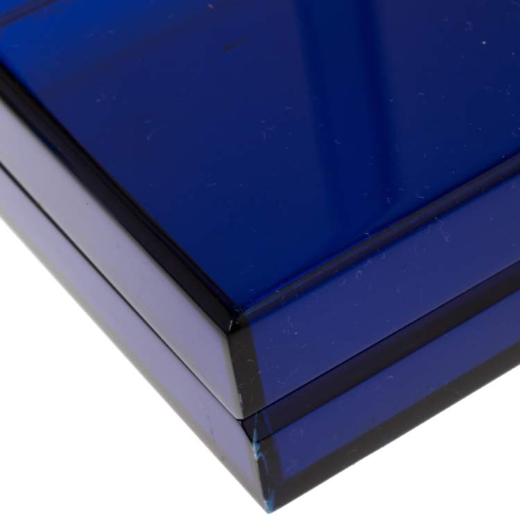Pre Owned Charlotte Olympia Blue Perspex Pandora Classic Box Clutch