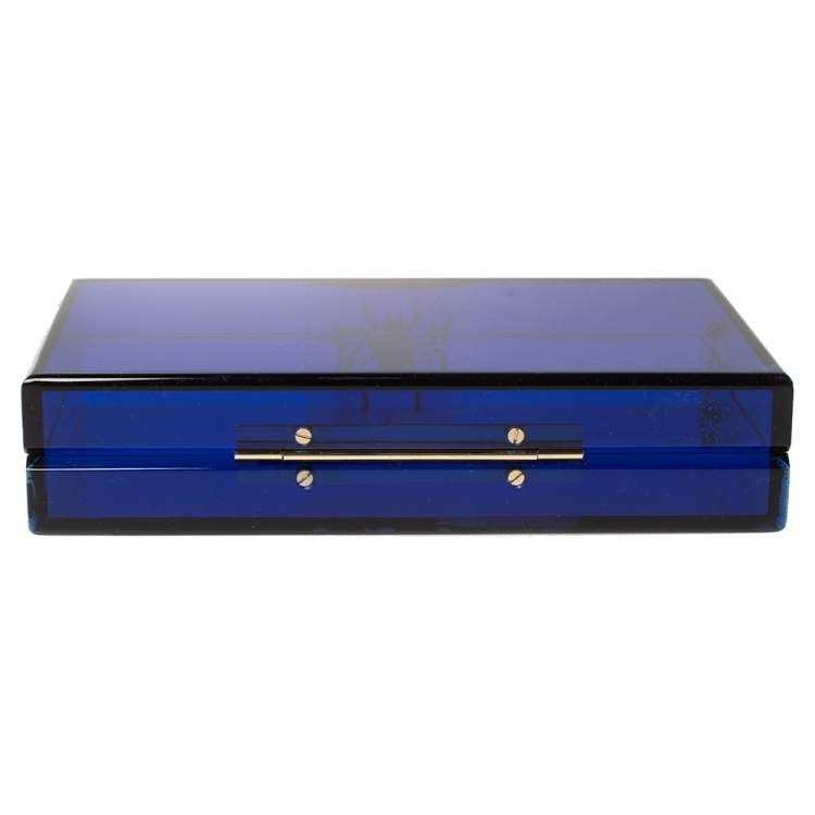 Pre Owned Charlotte Olympia Blue Perspex Pandora Classic Box Clutch