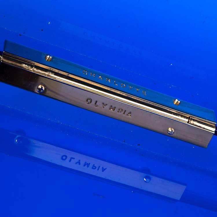 Pre Owned Charlotte Olympia Blue Perspex Pandora Classic Box Clutch
