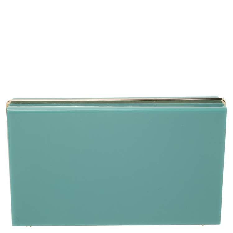 Pre Owned Charlotte Olympia Sea Green Zodiac Pandora Gemini Clutch
