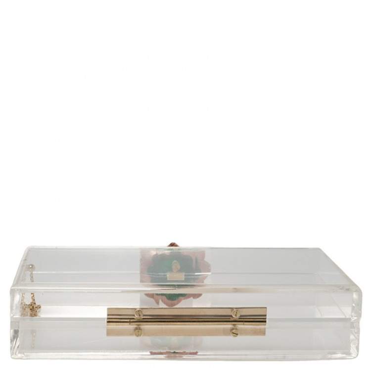 Pre Owned Charlotte Olympia Clear Perspex Chain Classic Box Clutch