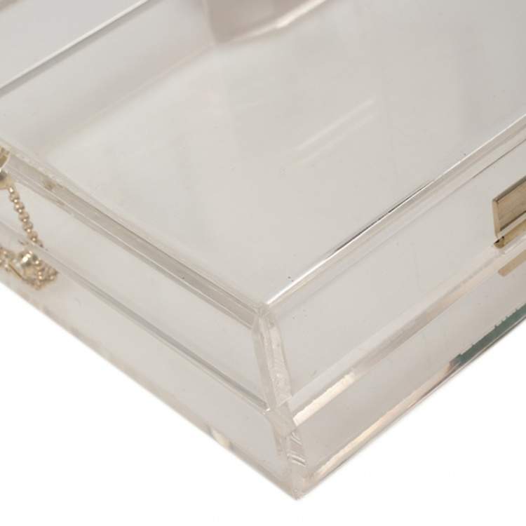 Pre Owned Charlotte Olympia Clear Perspex Chain Classic Box Clutch