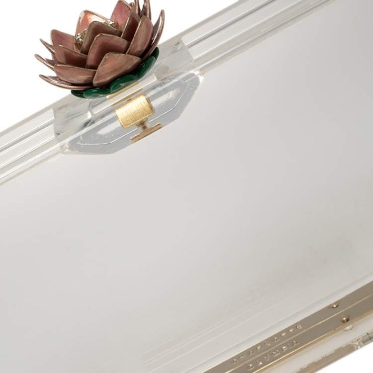 Pre Owned Charlotte Olympia Clear Perspex Chain Classic Box Clutch