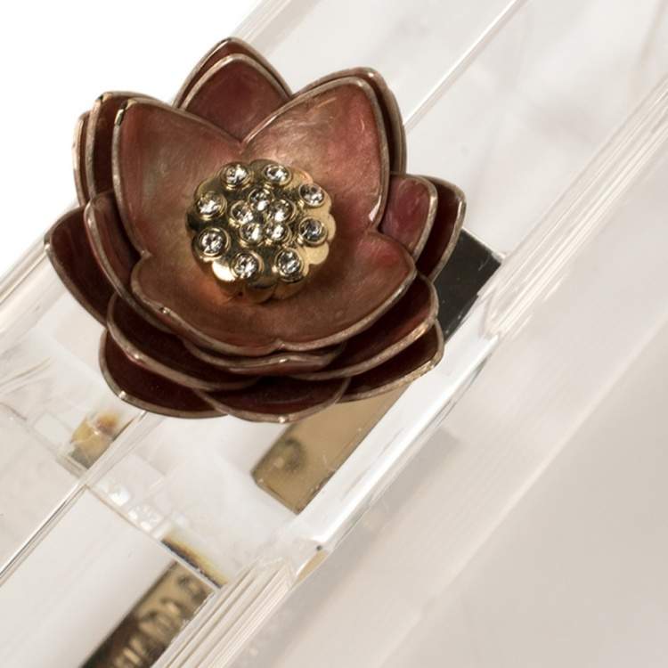 Pre Owned Charlotte Olympia Clear Perspex Chain Classic Box Clutch