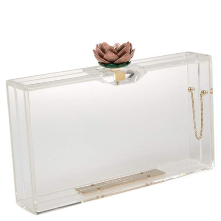 Pre Owned Charlotte Olympia Clear Perspex Chain Classic Box Clutch