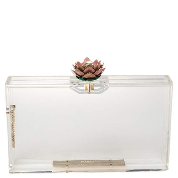 Pre Owned Charlotte Olympia Clear Perspex Chain Classic Box Clutch