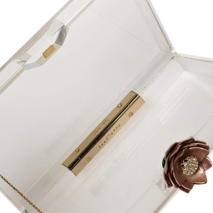 Pre Owned Charlotte Olympia Clear Perspex Chain Classic Box Clutch