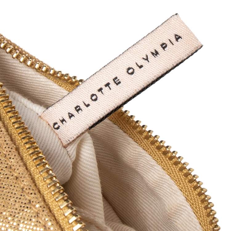 Pre Owned Charlotte Olympia Gold Perspex Pandora Box Clutch