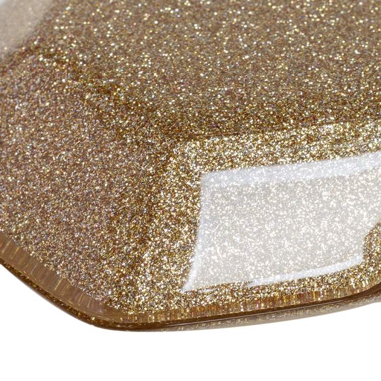 Pre Owned Charlotte Olympia Gold Perspex Spider Lock Clutch
