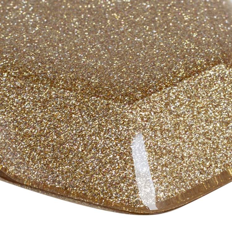 Pre Owned Charlotte Olympia Gold Perspex Spider Lock Clutch