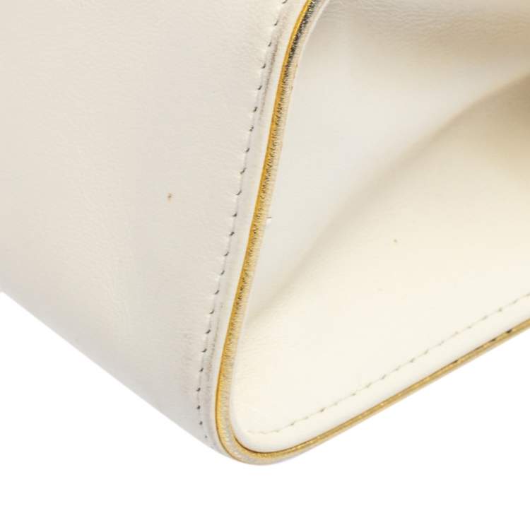 Pre Owned Charlotte Olympia White Leather Hands Off Clutch