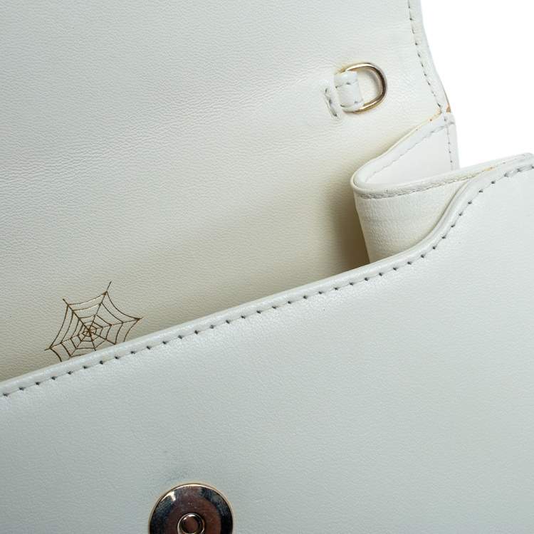 Pre Owned Charlotte Olympia White Leather Hands Off Clutch