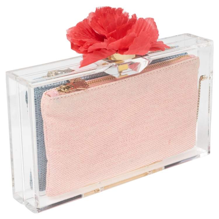 Pre Owned Charlotte Olympia Clear Perspex Pandora Box Clutch
