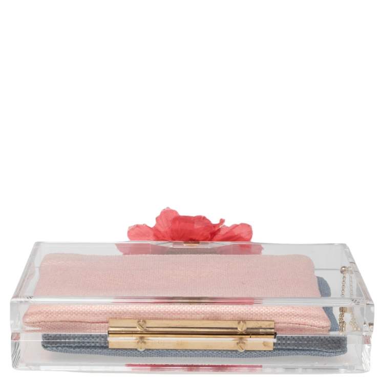 Pre Owned Charlotte Olympia Clear Perspex Pandora Box Clutch