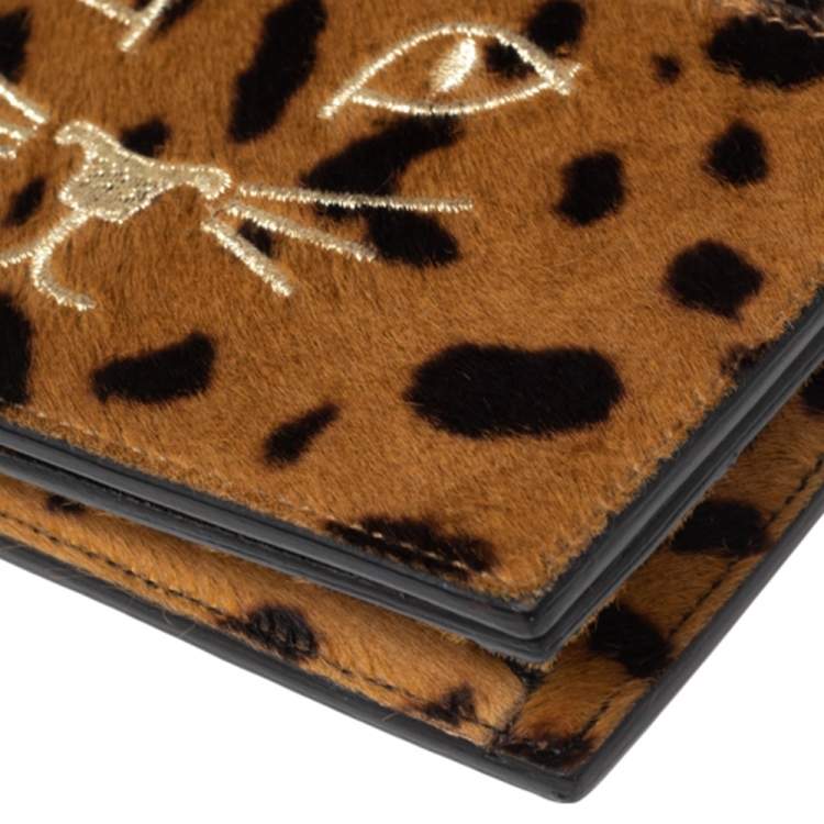 Pre Owned Charlotte Olympia Leopard Print Calfhair Feline Purse Shoulder Bag