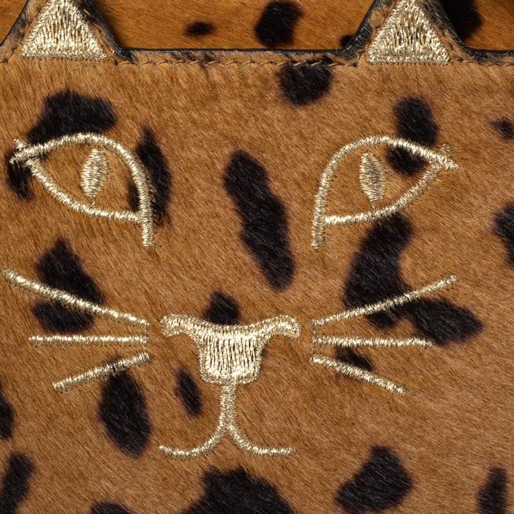 Pre Owned Charlotte Olympia Leopard Print Calfhair Feline Purse Shoulder Bag