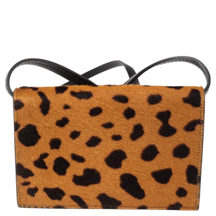 Pre Owned Charlotte Olympia Leopard Print Calfhair Feline Purse Shoulder Bag