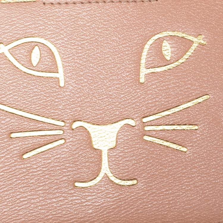 Pre Owned Charlotte Olympia Pink Leather Feline Purse Shoulder Bag