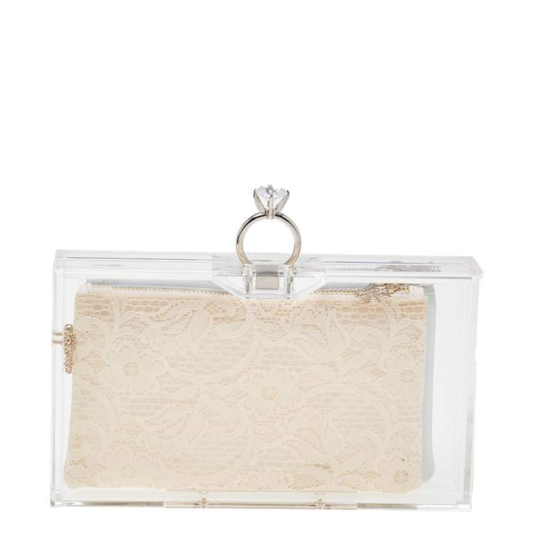 Pre Owned Charlotte Olympia Clear Perspex Pandora Classic Box Clutch