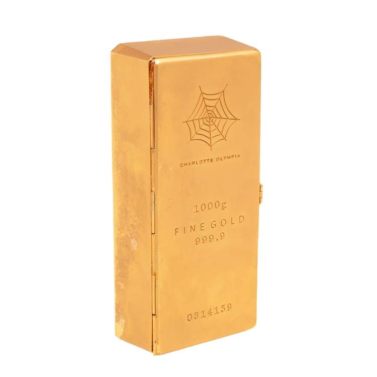 Pre Owned Charlotte Olympia Gold Metal Clutch